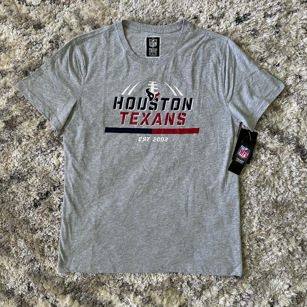 NWT Men's NFL Team Apparel Houston Texans US Size LARGE Gray Short Sleeve Shirt
